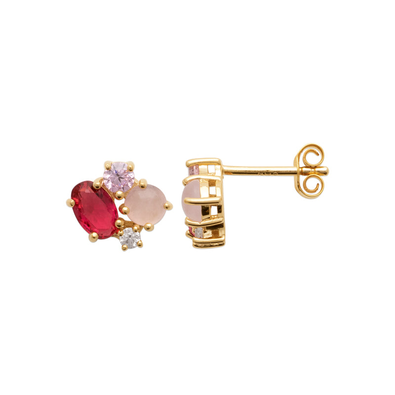 Puces "gems" Zircons & opale rose