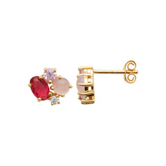 Puces "gems" Zircons & opale rose