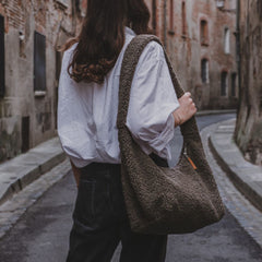 Sac-seau "Vip" fausse fourrure - Cacao