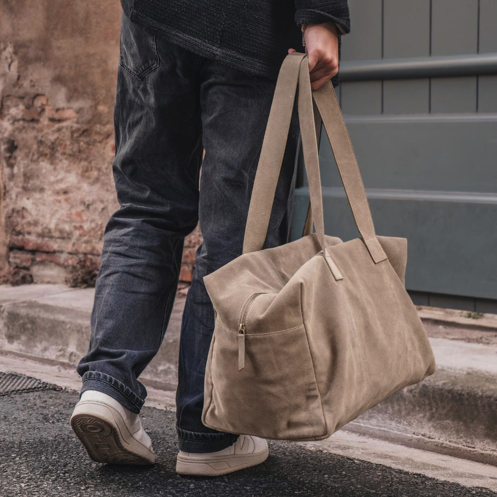 Sac week-end "Trip" cuir - Taupe