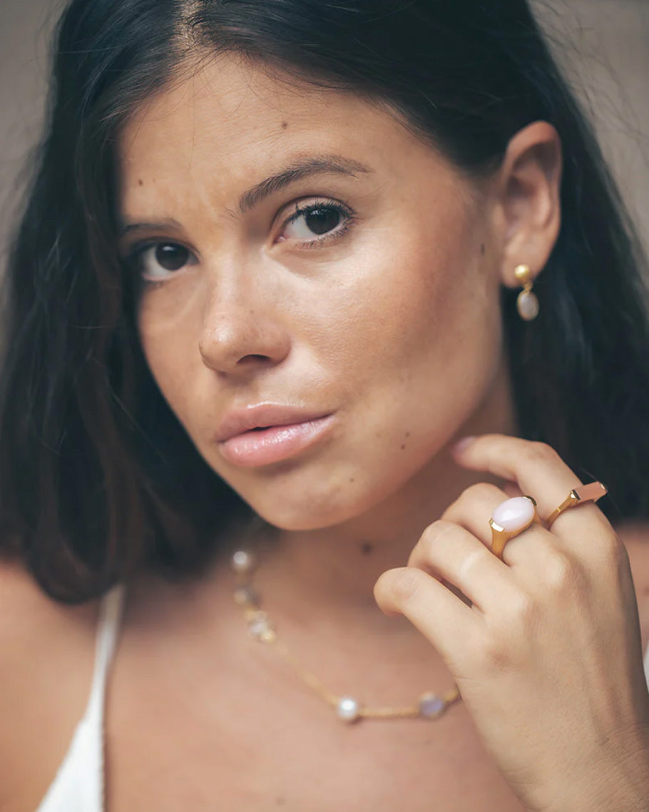 Bague "Geam" - Pierre de Lune peach