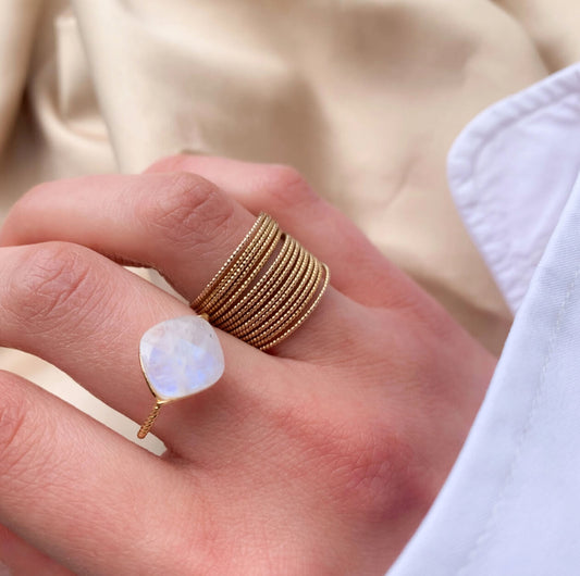 Bague "Marion" - Labradorite blanche