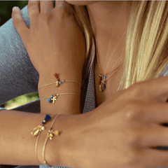 Bracelet-cordon "Charm-Madonne" & Turquoise