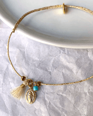 Bracelet-cordon "Charm-Madonne" & Turquoise