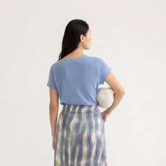 T-shirt lin & coton - Azur