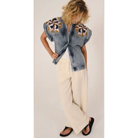Pantalon wide "Carlo Radio" - Meringue