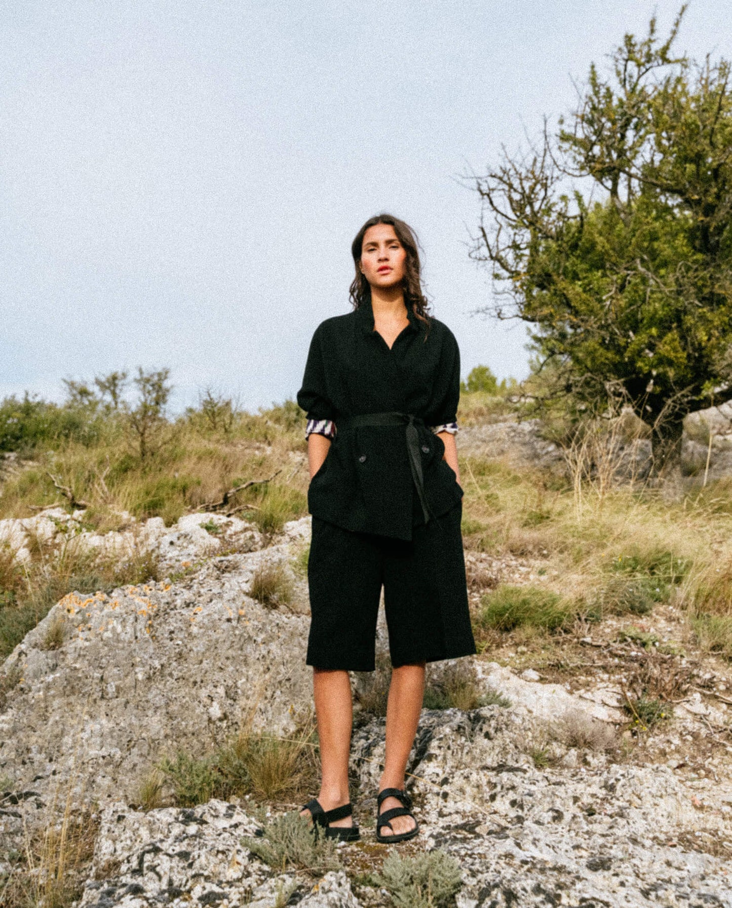 Veste crêpe "Etoile Tribu" - Noir