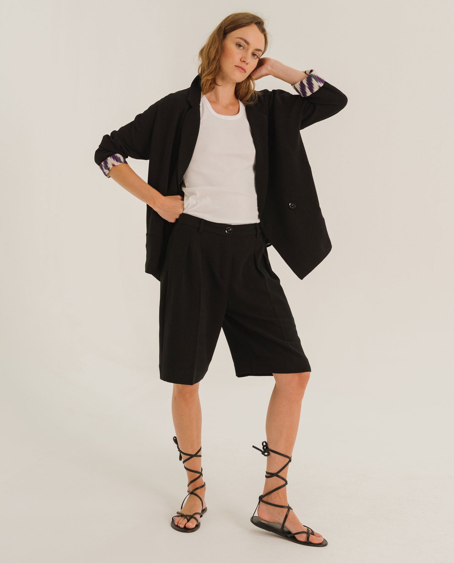 Veste crêpe "Etoile Tribu" - Noir