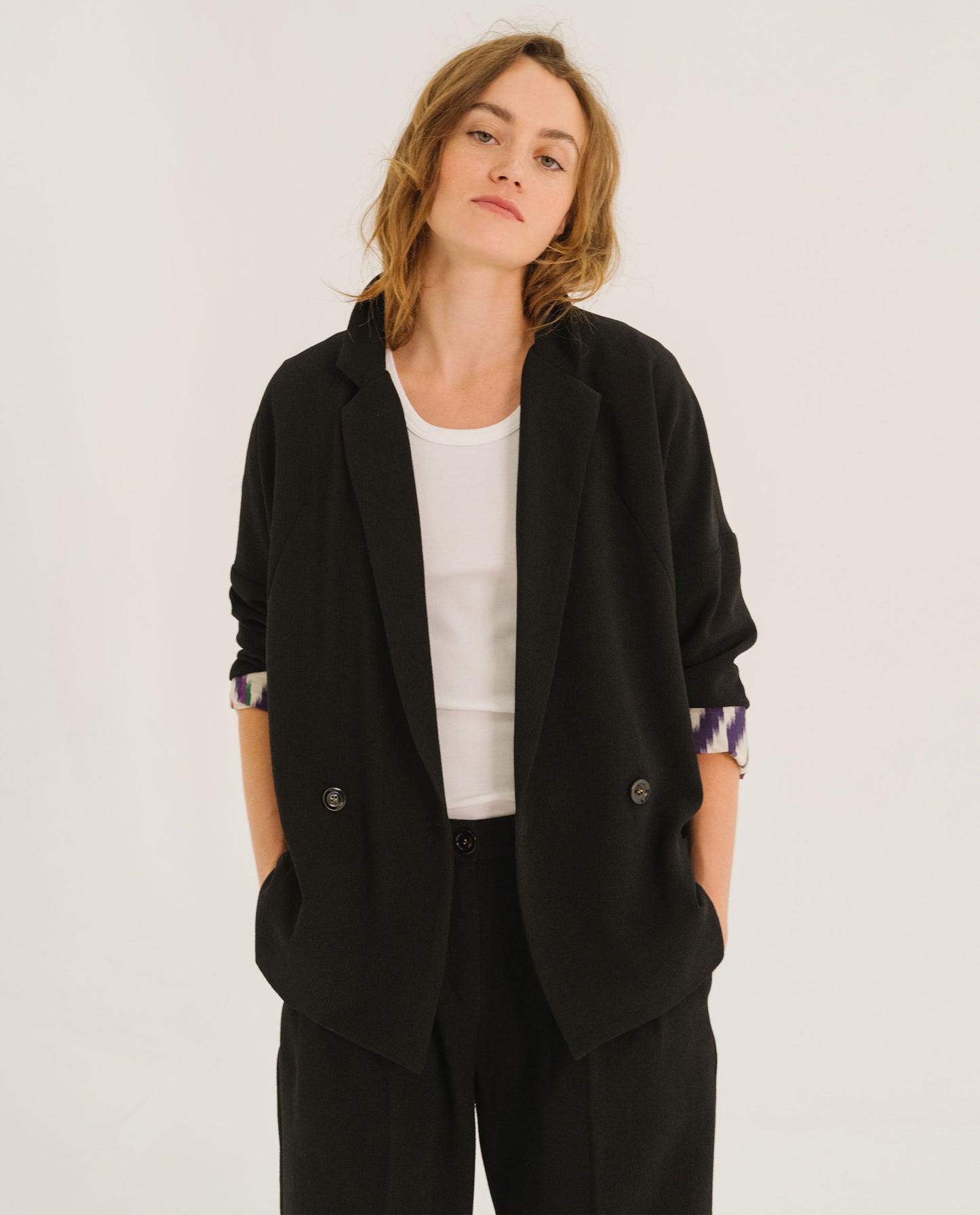 Veste crêpe "Etoile Tribu" - Noir