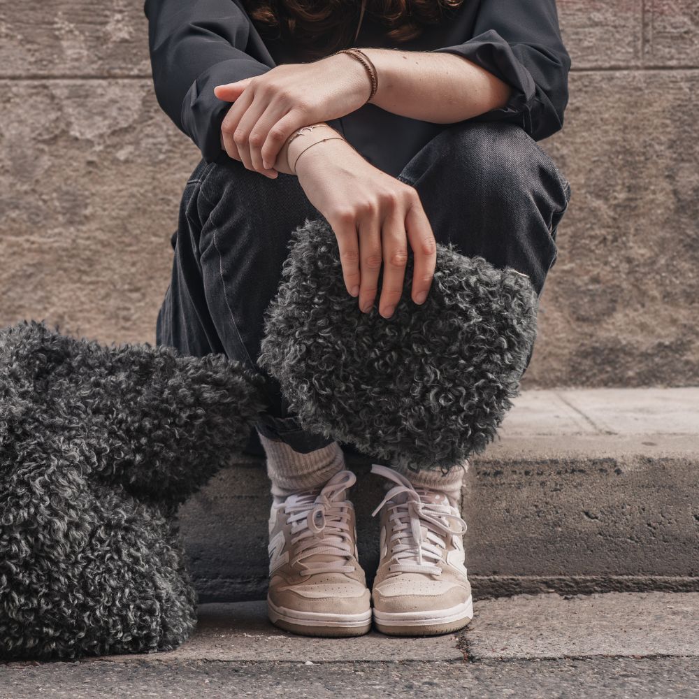 Pochette "Zerra" fourrure - Dark grey