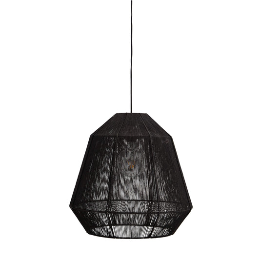 Grande suspension jute - Noir