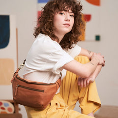Banane "Drew" cuir - Cognac