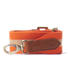 Anse sangle rayée orange & cuir