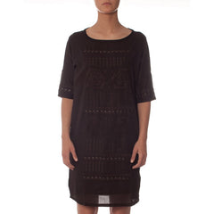 Robe brodée "Ashvini" - Carbone