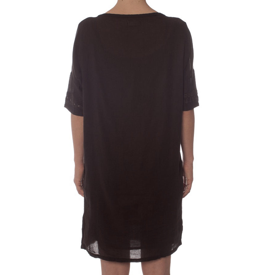 Robe brodée "Ashvini" - Carbone