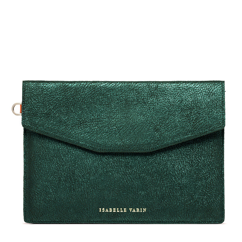 Grande pochette "Office" cuir Caviar Menthe