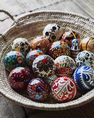 Boules de Noël papier laquées X2