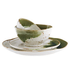 Petite assiette céramique X2 - Vert/blanc