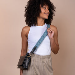 Anse-sangle chevron Jade & cuir - Noir