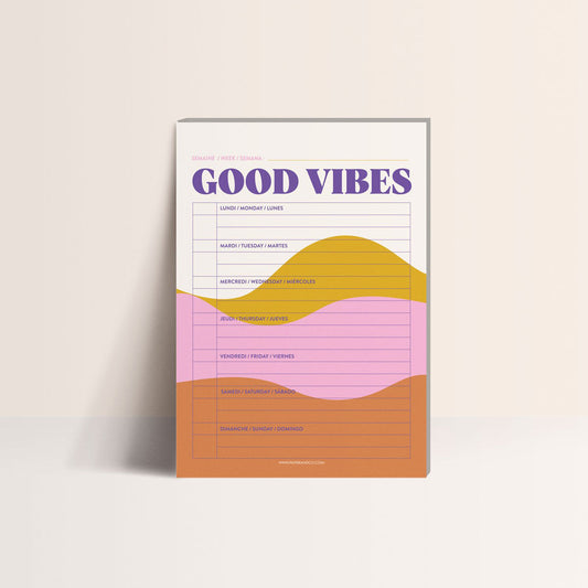 Bloc-notes Semainier "Good Vibes Only"