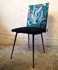 Vintage - Chaise 60s pieds compas - Émeraude