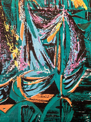 Vintage - Chaise 60s pieds compas - Émeraude