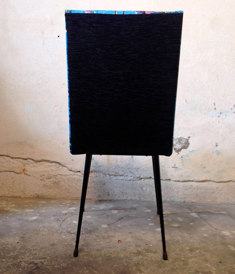 Vintage - Chaise 60s pieds compas - Bleu Cyan